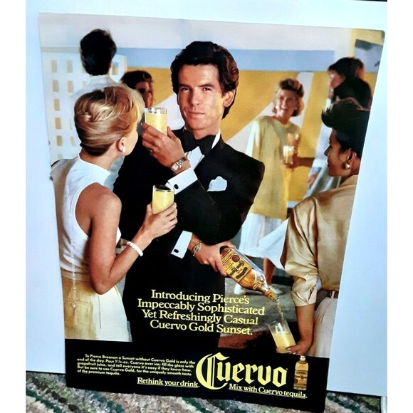 1986 Cuervo Gold Tequila Pierce Brosnan Bond Original Print Ad - Picture 1 of 1